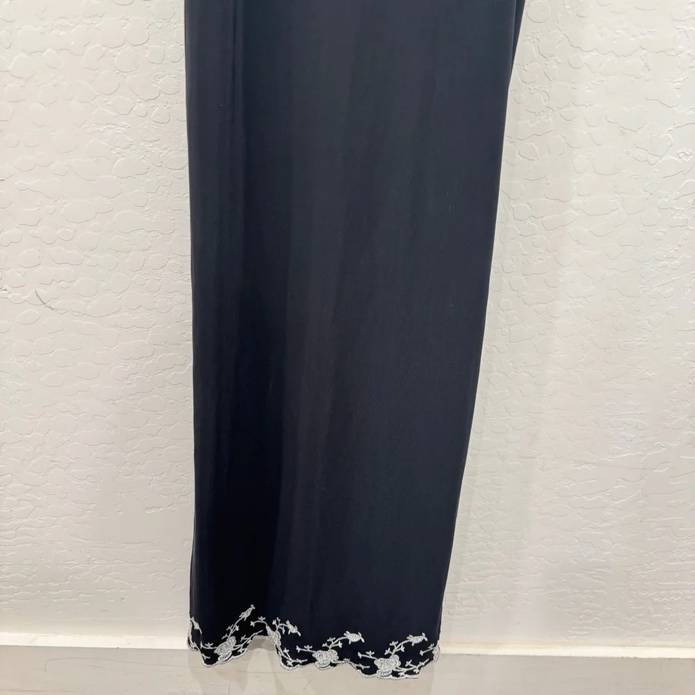 Vtg City Triangles Black Embroidered Dress Medium